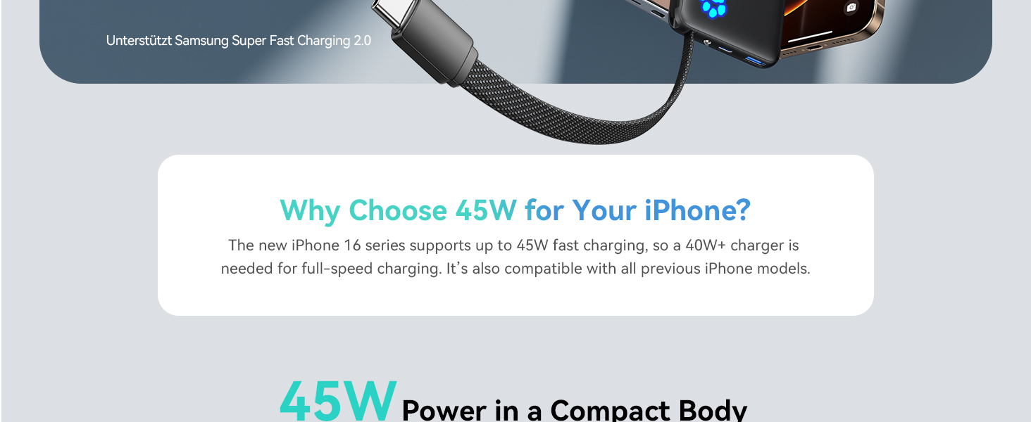 Power Bank INIU 10000mAh 20W з USB-C кабелем, PD3.0/QC4.0, для iPhone/Samsung/iPad (Червоний)