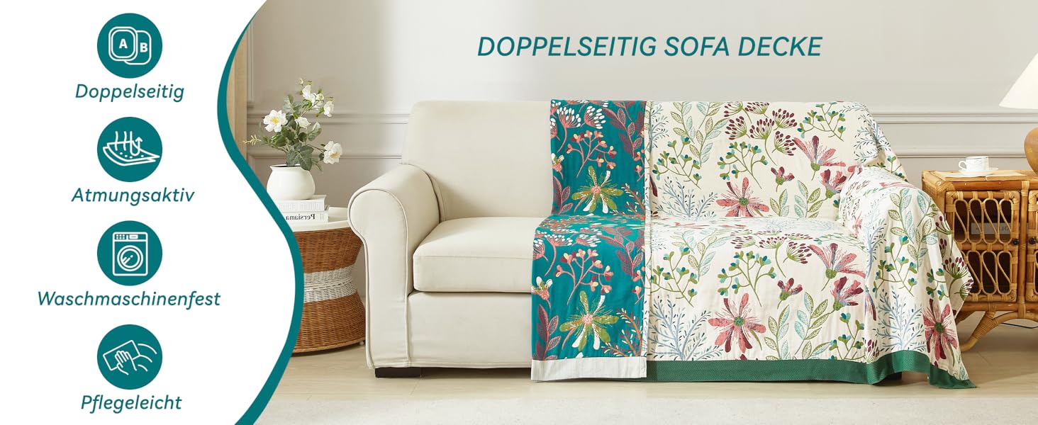 Богемна ковдра Boho 150x200 см, 100% бавовна, двостороння муслінова ковдра, плед для дивану та ліжка, Patchwork, зелено-бежева