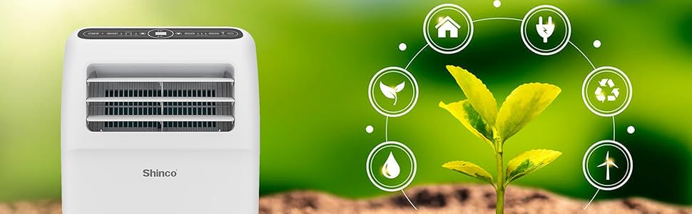 Мобільний кондиціонер SHINCO 3,5kW з випускним шлангом, охолодження/вентиляція/зневоложення, для приміщень до 90м³, білий (12000BTU)
