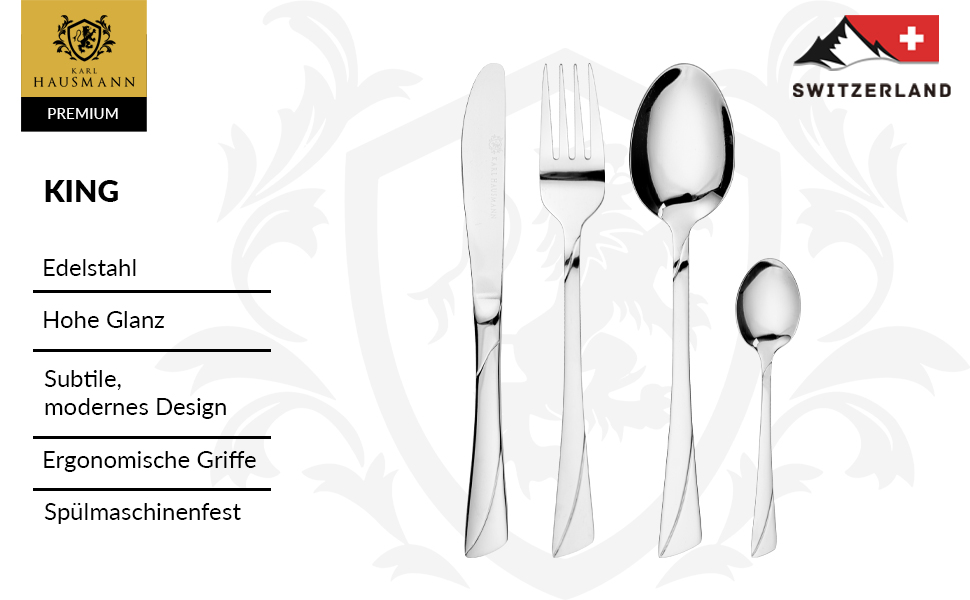 Karl Hausmann 72-Piece Stainless Steel Cutlery Set for 12 People - Dishwasher Safe Silverware Set with Case