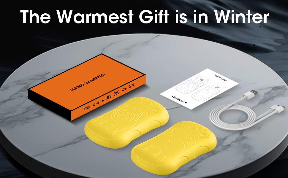 Електричні грілки для рук, 2 шт. 6000mAh, акумуляторні, багаторазові, для активного відпочинку, полювання, гольфу, кемпінгу, теплий подарунок для жінок, чоловіків, дітей (Жовтий)
