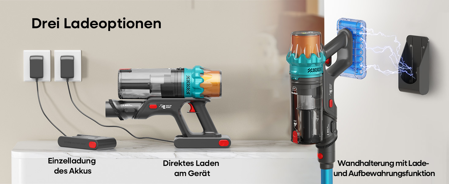 Акумуляторний пилосос ElecKeys K10: 50000Pa, 600W, 70хв, LED дисплей, 1.8L, антинамотування, для тварин, килимів, твердих поверхонь, авто, блакитний