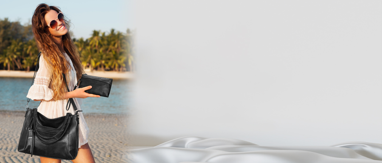 BAIGIO Комплект сумок жіночих: сумка-шопер середнього розміру, кросбоді та гаманець зі штучної шкіри, чорний