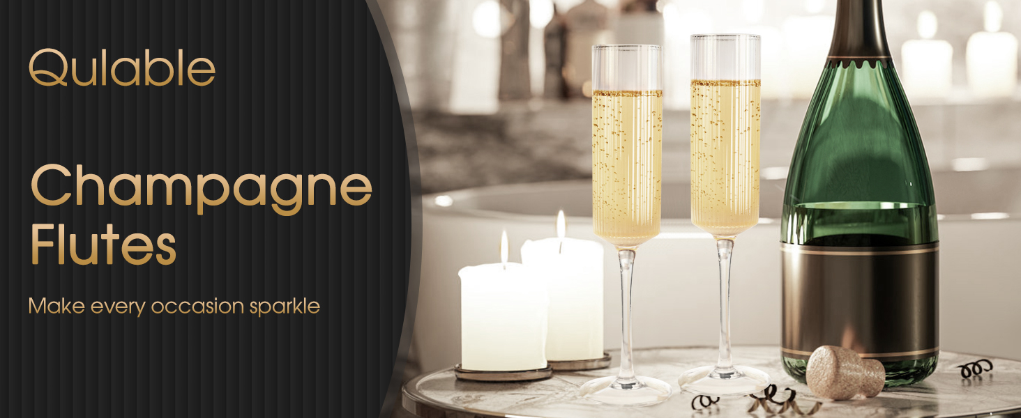 Набір елегантних келихів для шампанського Qulable (2 шт.) - ідеально для вечірок, весілля та ювілеїв
