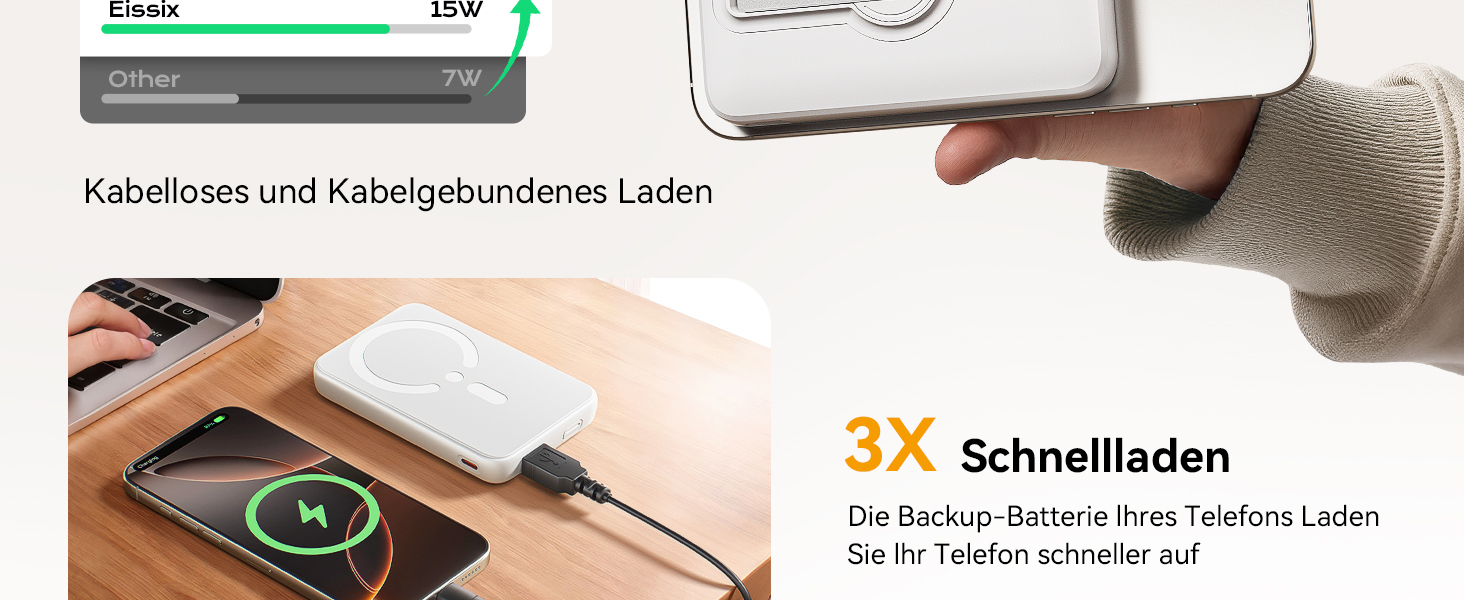 Power Bank 12000mAh з MagSafe, висувним підсвічуванням та USB-A виходом 22.5W PD, LED-дисплей, Type-C, білий