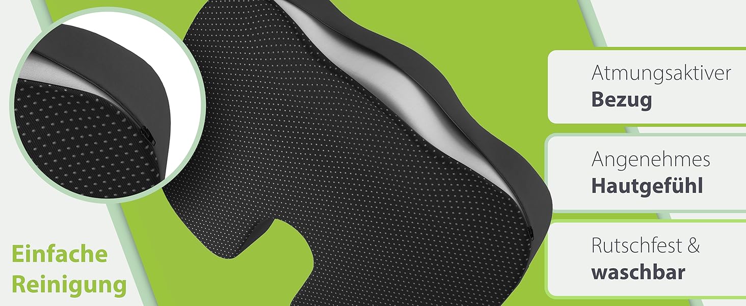 Подушка ортопедична автомобільна Feela® (Medium) – підтримка спини та куприка, 3 ступені жорсткості, чорна (60-80 кг)