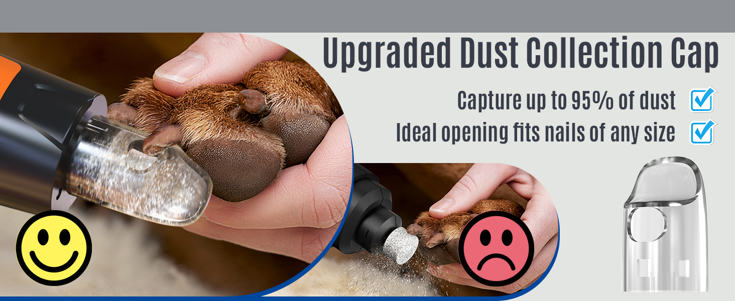 Електричний шліфувальник для собак та котів Casfuy Neue 6-Gang – тиха робота, 7 годин, 2 LED, для собак великих, середніх та малих порід