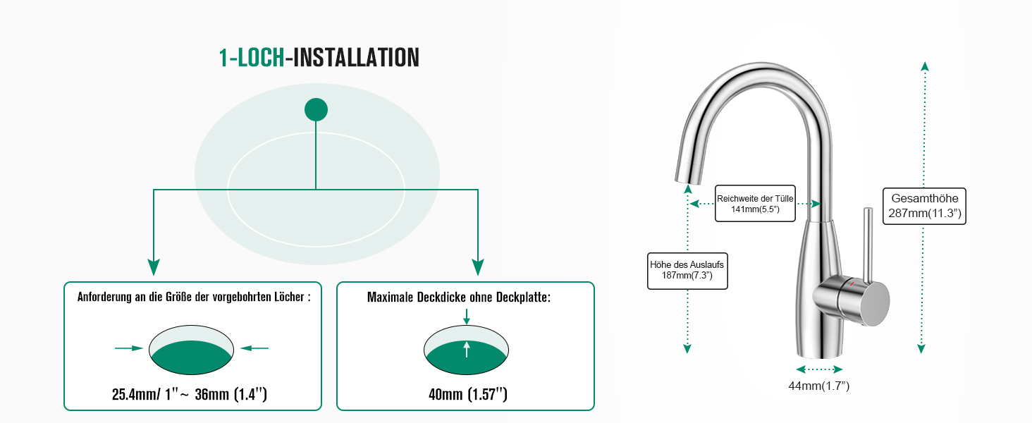 Кран кухонний CREA, 360° поворотний, для малої кухні, змішувач з високим виливом, нержавіюча сталь хром