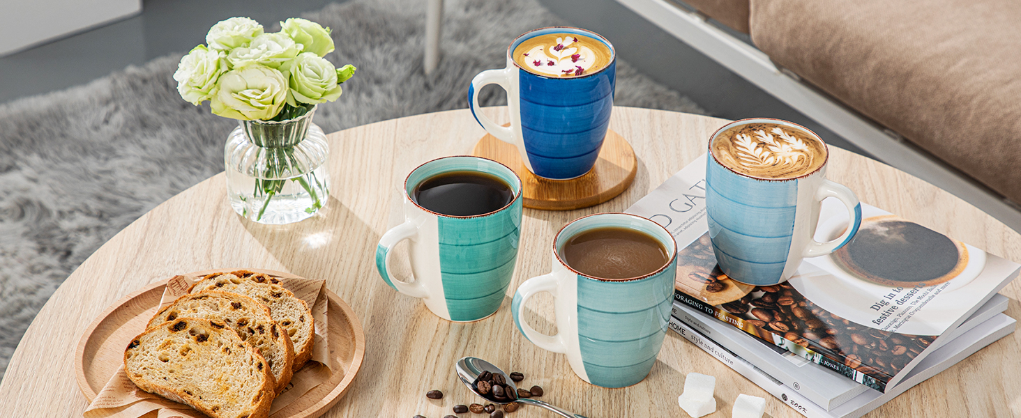 Набір чашок Vancasso Bonita, 6 шт., 350 мл, блакитний, кераміка