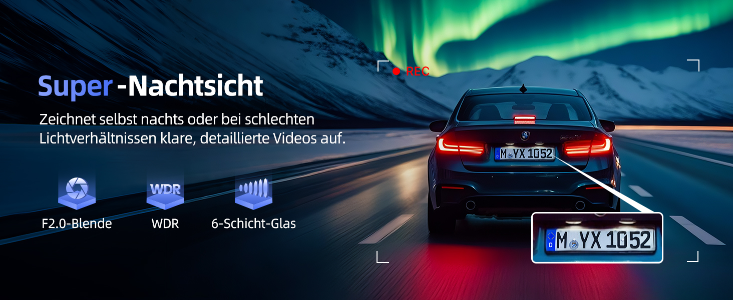 Dashcam CIEVIE C200: 4K, IPS 1.5', WiFi 5G, 64GB, 360° обертання, WDR, Нічне бачення, Паркування 24/7, G-сенсор, Loop, 170°