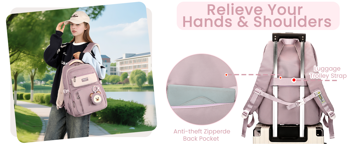 Шкільний рюкзак Makukke для дівчаток, водонепроникний, 30л, для 5 класу, з милим брелоком, зелений