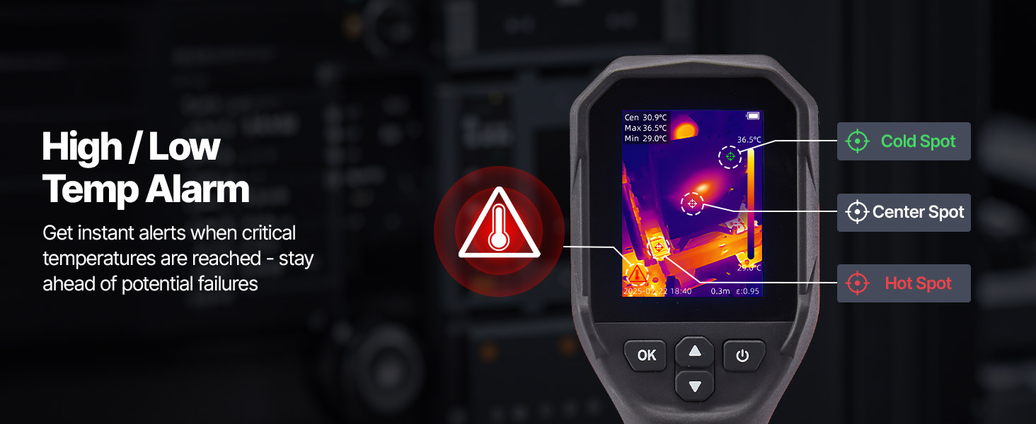 Тепловізор VEVOR з роздільною здатністю 320x240, термокамера з візуальною камерою 2MP, -20°C до 550°C, 4 режими та 6 колірних палітр