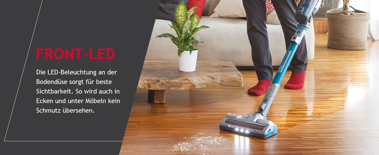 Бездротовий пилосос Hoover H-Free 500 Hydro Plus з підсвічуванням та функцією миття підлоги – 3-в-1, час роботи 30 хв, насадки: для підлоги, кутів, меблів, з паркуванням, 1 акумулятор