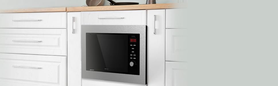 Мікрохвильова піч Cecotec GrandHeat 2350 вбудована, 23 літри, 900 Вт, 6 рівнів потужності, 9 функцій, таймер, сталевий колір