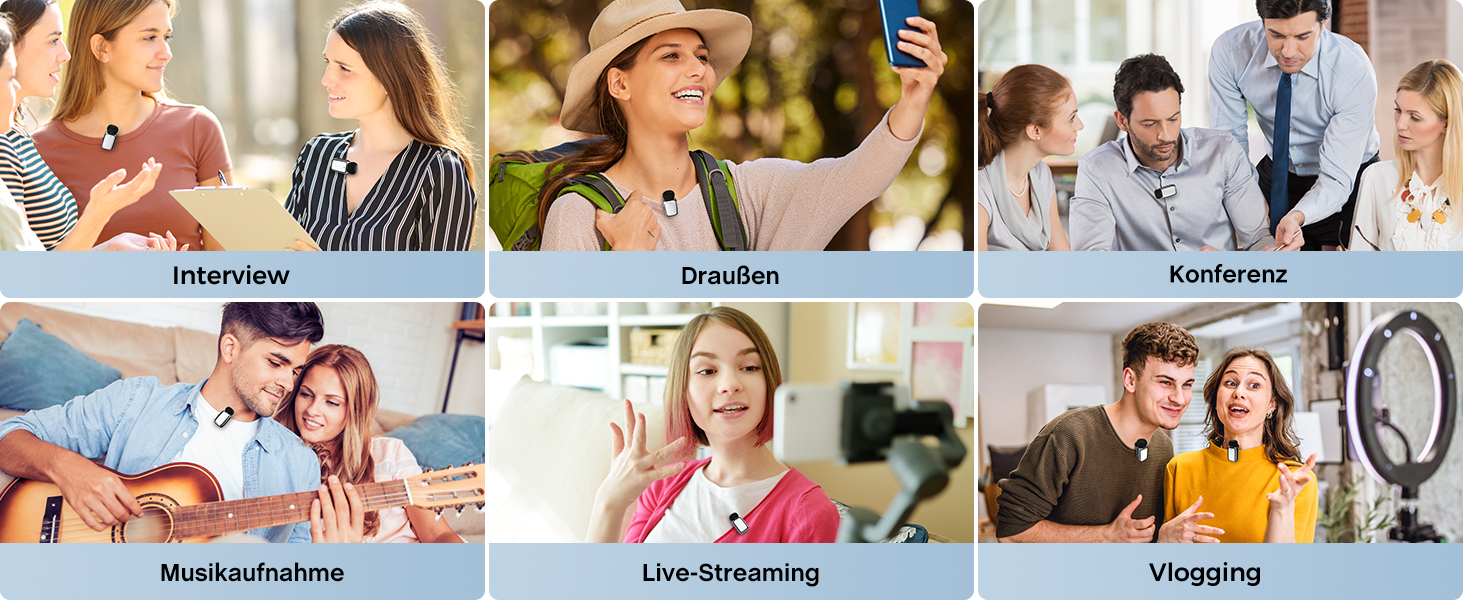 Мікрофон ZealSound Mini Wireless з USB-C/Lightning, для Android/iPhone, з шумозаглушенням, 33h акумулятор, 100м, для Vlogging, TikTok, Podcast, YouTube (M6 Чорний/Срібний)