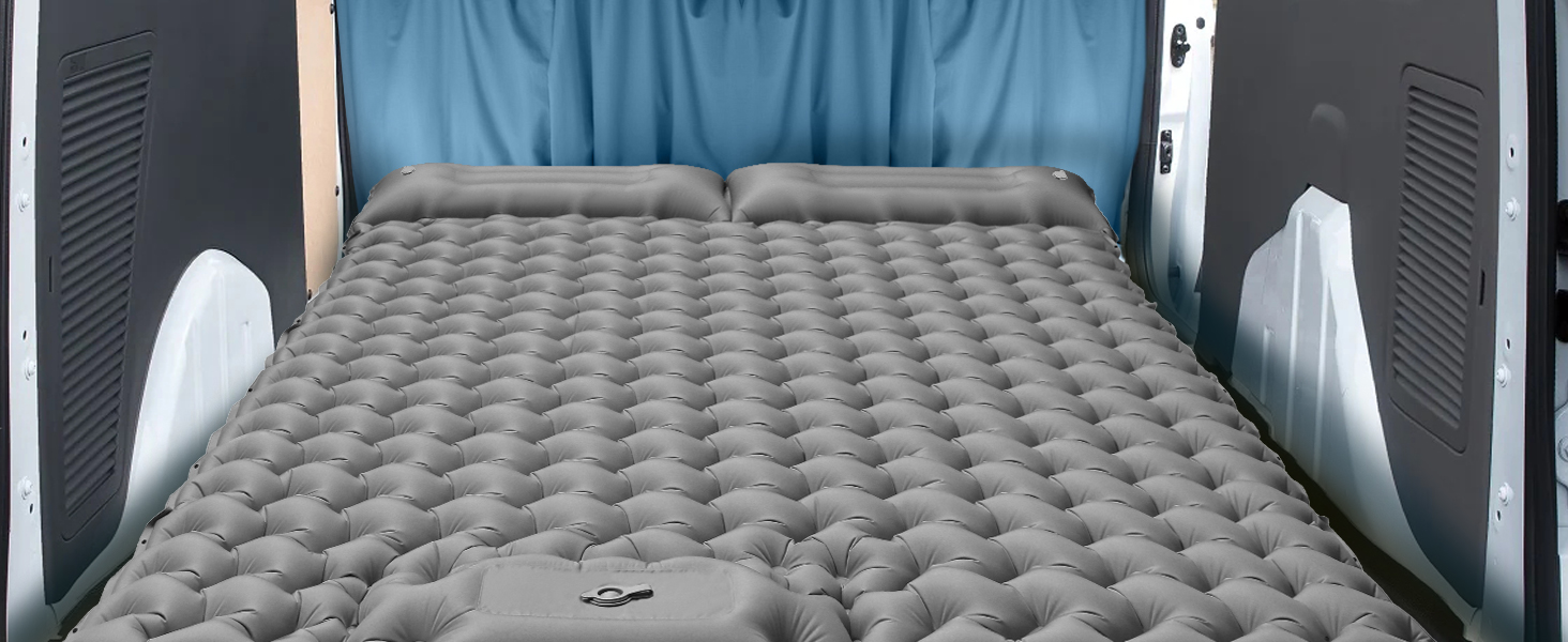 Каремат для кемпінгу Isomatte 9 см, 200x68 см - надувний матрац з подушкою, водонепроникний, для туризму, пляжу, намету (сірий)