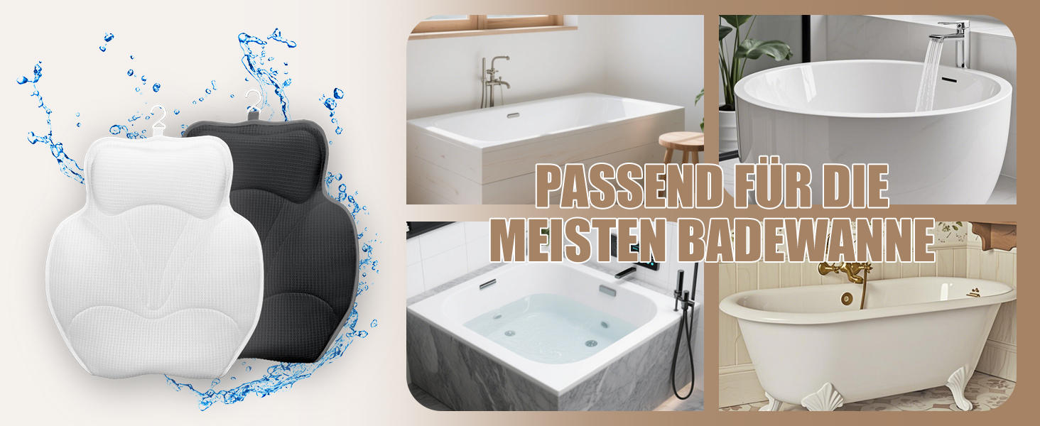 Подушка для ванни з 3D Air Mesh, нековзна подушка для шиї у ванну, швидковисихаюча м'яка подушка для ванни (біла)