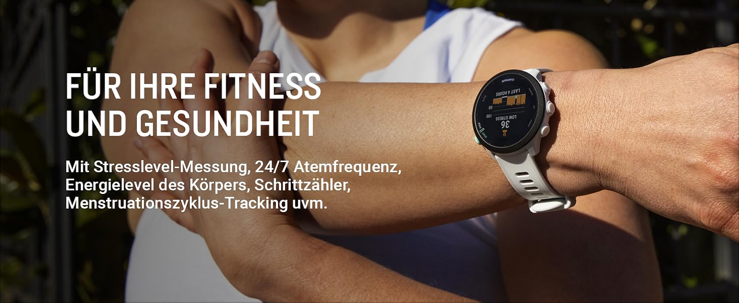 Garmin Forerunner 55 – GPS-годинник для бігу з кольоровим дисплеєм, що завжди активний, щоденними рекомендаціями для тренувань, прогнозом часу пробіжки, спортивними додатками, чорного кольору та з акумулятором до 14 днів. Single