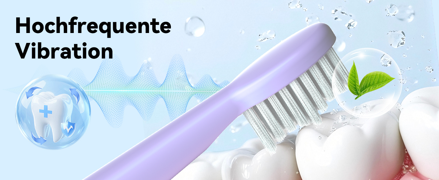 Електрична звукова зубна щітка JTF з очищувачем язика, 8 насадок, 5 режимів, функція пам'яті, таймер 2 хв, IPX7, швидка зарядка 3 год, для дорослих (блакитний) (фіолетовий + очищувач язика)