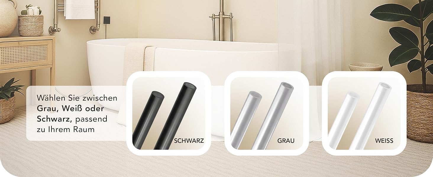 Штанга для душу Еріка L-подібної та U-подібної форми - 4-в-1 для ванни/душу - сталева з порошковим покриттям, біла (без кріплень до стелі)