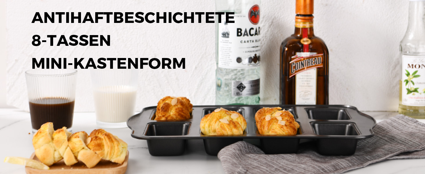 Форми для випічки HONGBAKE (2 шт.) з антипригарним покриттям, 36x24 см, з вуглецевої сталі, BPA-free, для міні-бананового хліба, брауні та хліба