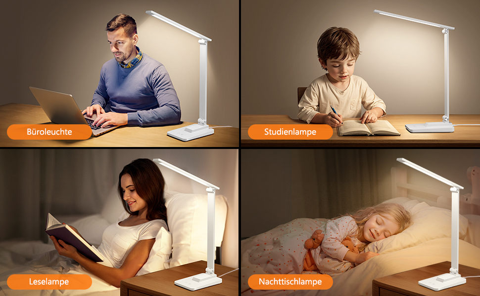 LED настільна лампа для письмового столу з 15 режимами денного світла, 1000LM, регульована яскравість, для дому та офісу