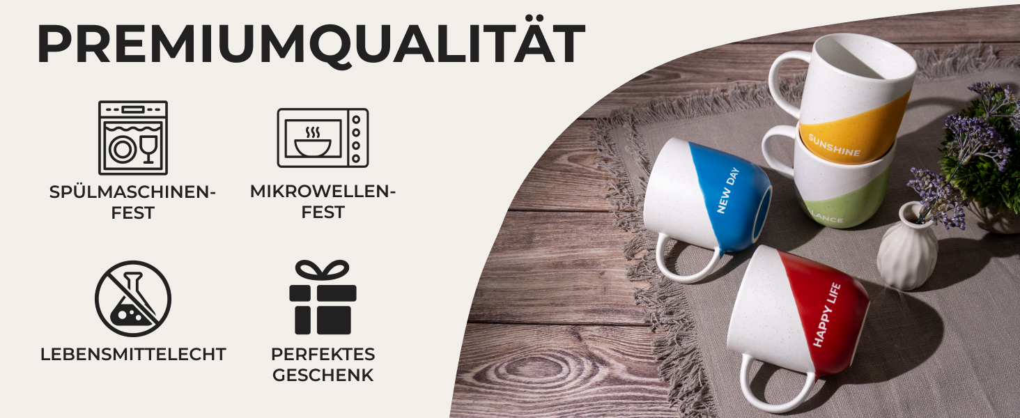 Набір кавових чашок Miamio 4 шт. по 300 мл з приколами. Подарунок для мами, тата, друзів, сім'ї. Безпечно для мікрохвильовки та посудомийної машини (Дизайн A)