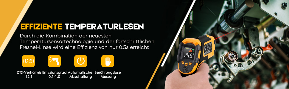 Інфрачервоний термометр SOVARCATE з лазерним цільовим вказівником -58°F~1112°F (-50°C～600°C) для кухні, барбекю, морозильника, промисловості