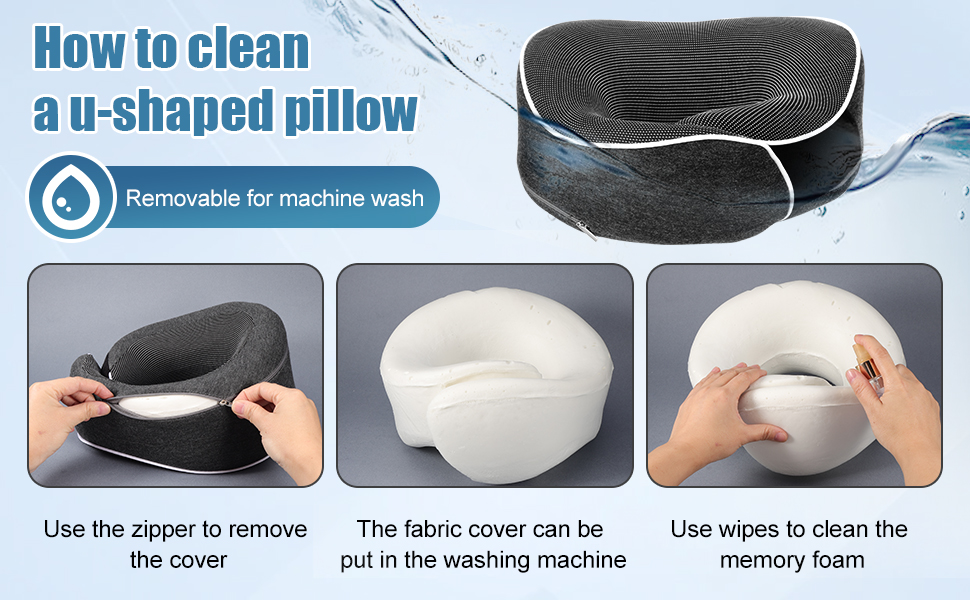 Подушка для шиї у літак та автомобіль, 100% Memory Foam, 360° регулювання, для дорослих