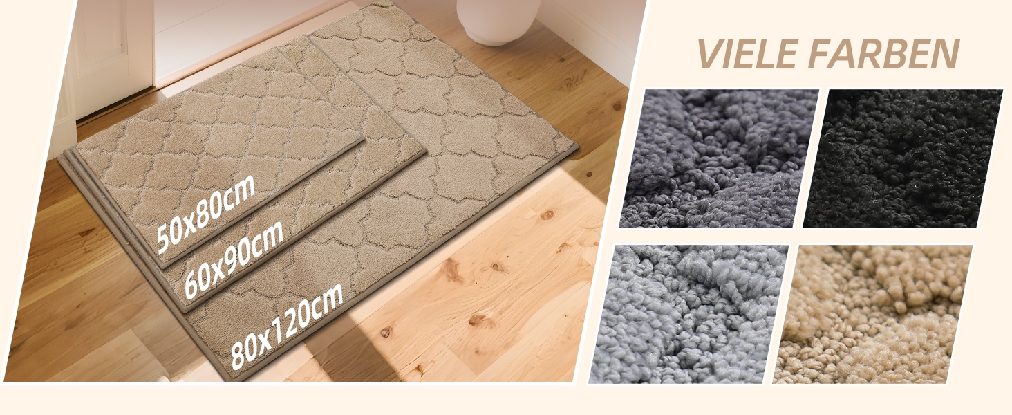 Килимок для входу COSY HOMEER 50x80 см, бежевий, вологозахисний, антиковзкий, машинне прання, для дому, кухні, коридору