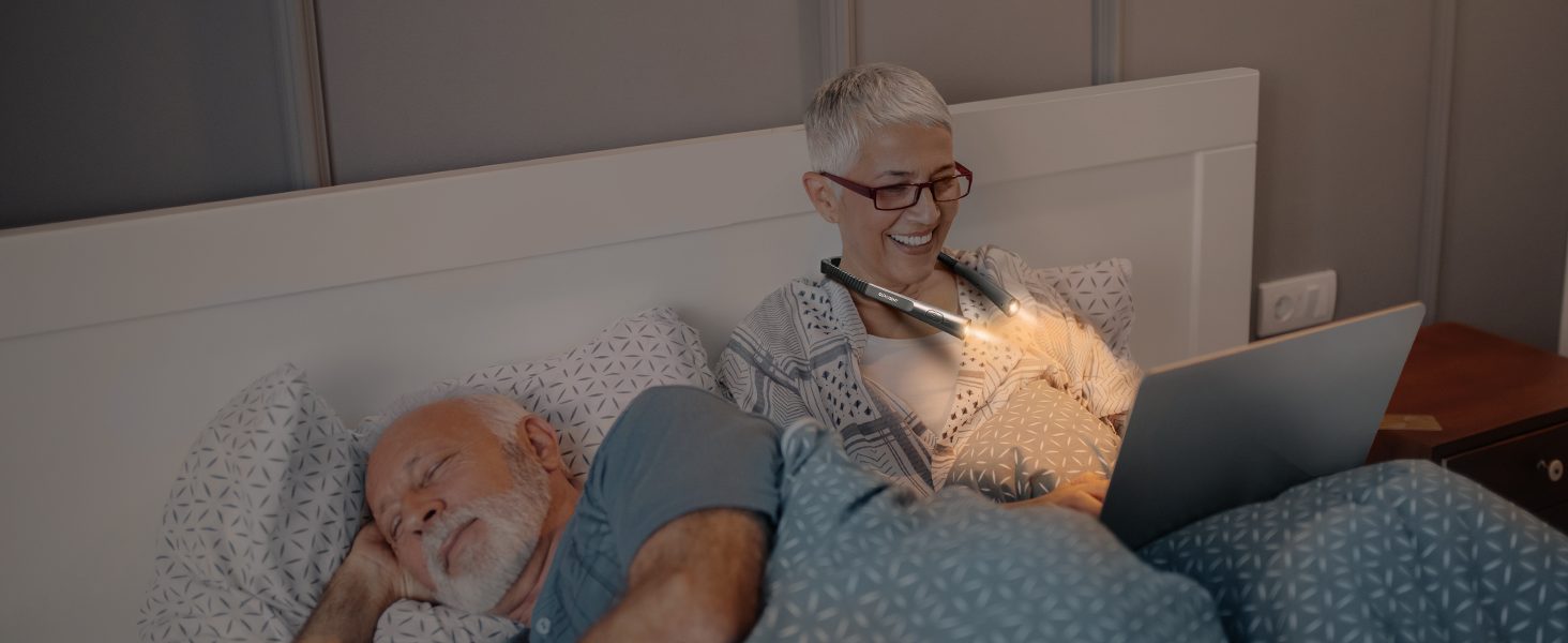 LED лампа на шию Glocusent: ідеальний подарунок на День Матері, для рукоділля, читання в ліжку, з таймером, 3 кольори та 3 рівня яскравості, акумуляторна, сірий колір