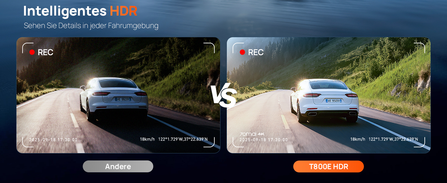 Автомобільний відеореєстратор 70mai T800E 4K 3-канальний (передній, внутрішній, задній) з HDR, ІЧ-нічним баченням, GPS, WiFi 6 та карткою пам'яті 64GB