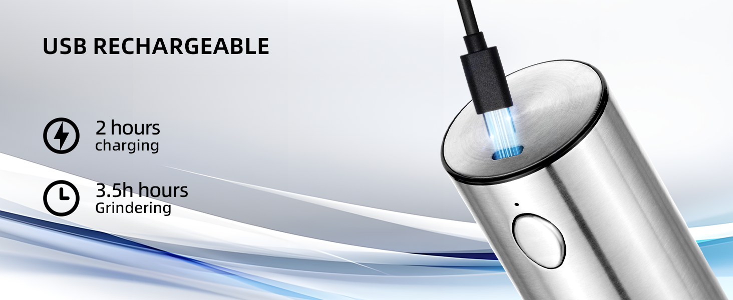 Електричний набір для солі та перцю з зарядною станцією, об'єм 110 мл, перезаряджувана солянка з 5 рівнями, керамічна млинка з щіткою (2 шт.)