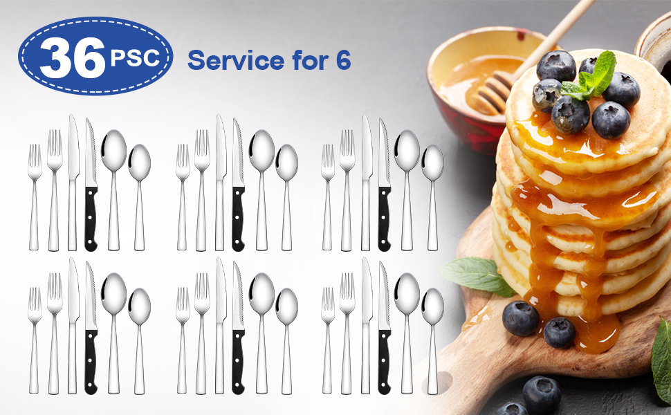 Набір столових приборів Wildone Premium 36 предметів (для 6 осіб), нержавіюча сталь, високоглянцеве покриття