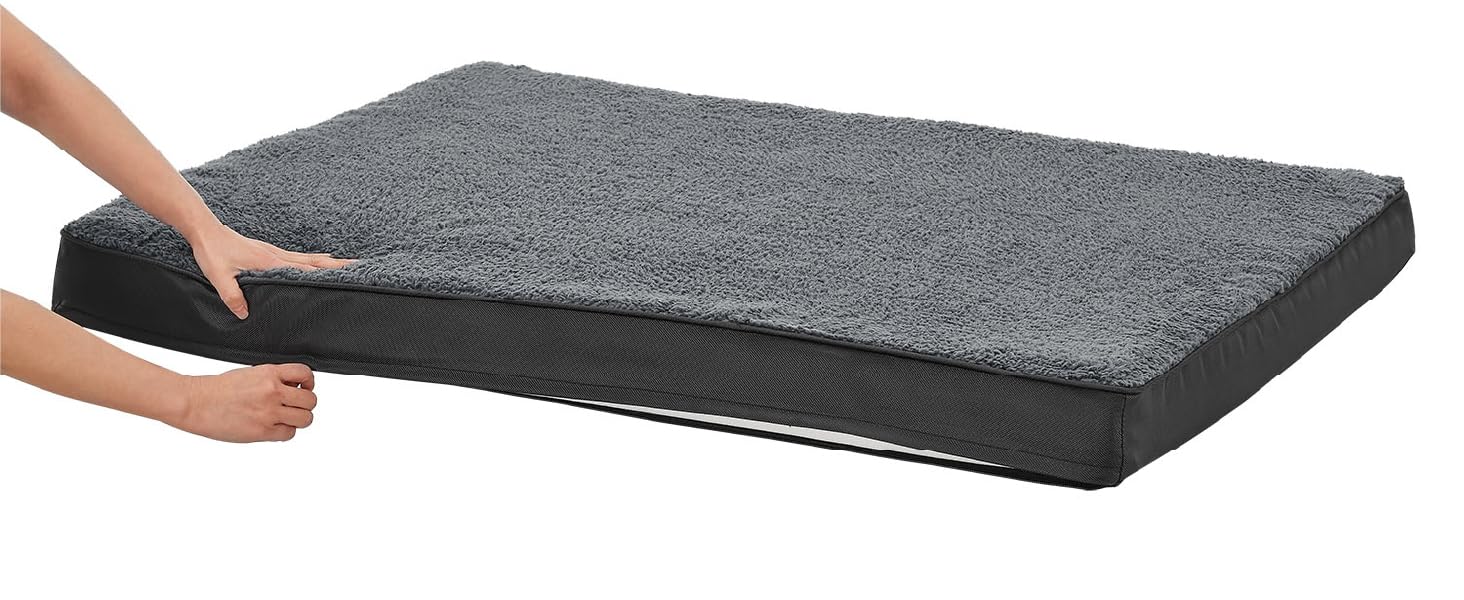 Ортопедичне ліжко для собак Juskys Milow, 76x51 см, сіре - м'яке та стабільне, знімний та пральний чохол - подушка для собак, килимок для маленьких собак