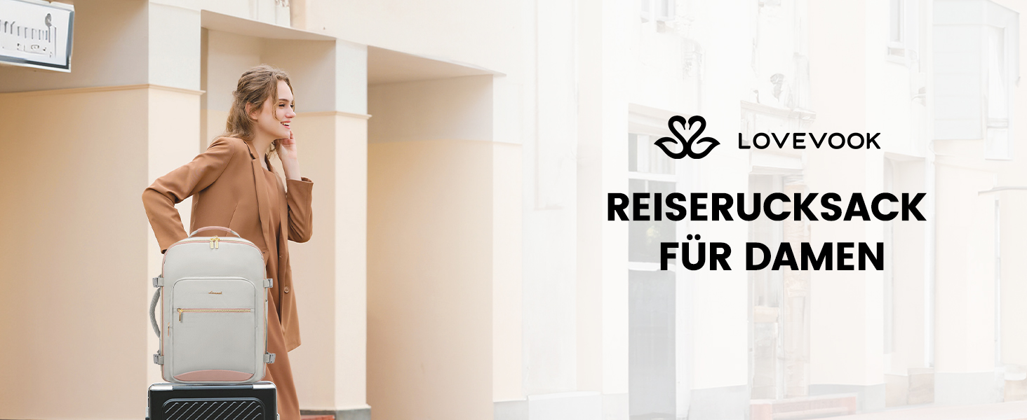 Рюкзак LOVEVOOK для ручної поклажі в літак, 40L, великий, для жінок, валіза-рюкзак, водонепроникний, для ноутбука 17 дюймів, для подорожей, бізнесу, відпочинку, хайкінгу, вихідних (L, чорний+коричневий)