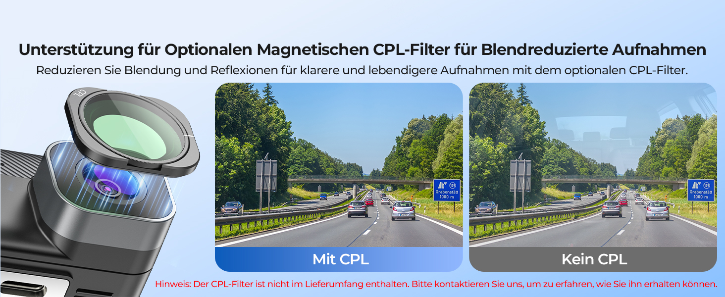 Відеореєстратор Krunia 2K WiFi Mini Dashcam Auto з GPS, CPL, WDR, Нічне Бачення, 24/7, Магнітне кріплення, Superkondensator, 170° Широкий Кут