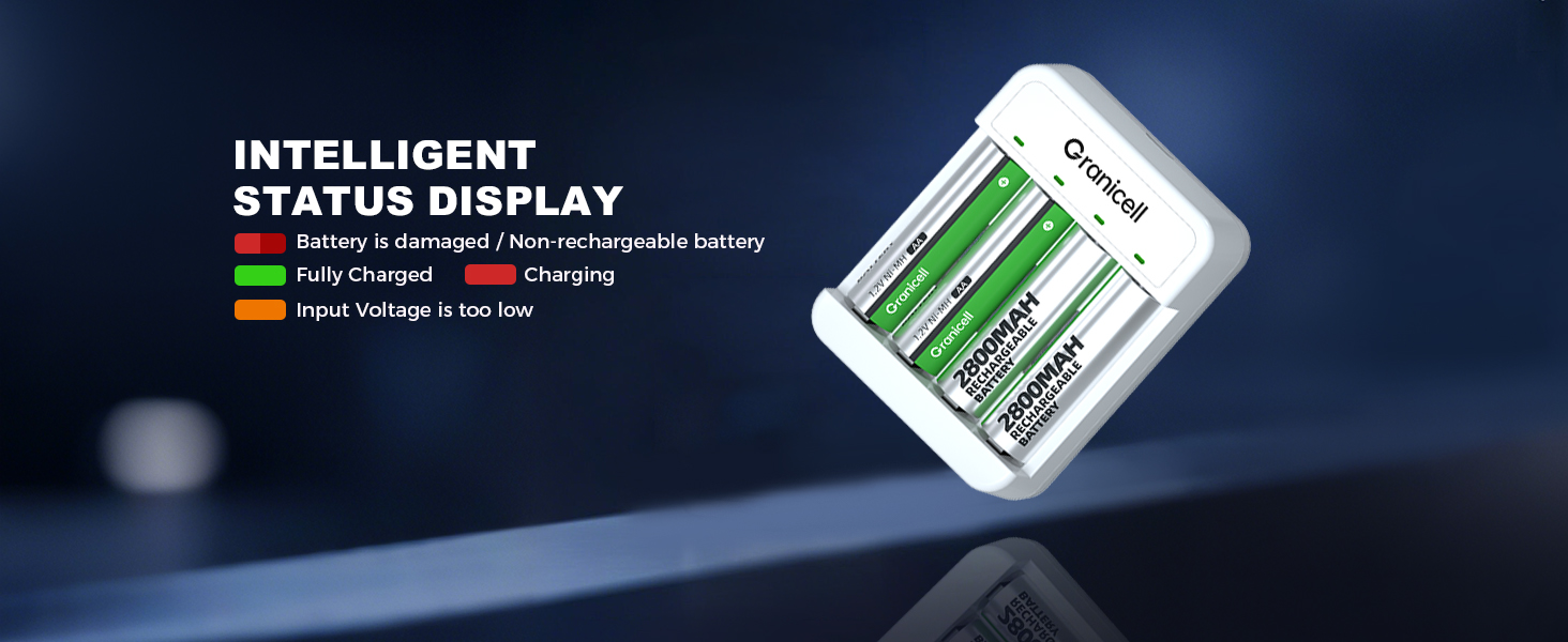 Зарядний пристрій AA + 4 акумулятори AA 2800mAh 1.2V Ni-MH, перезаряджувані батарейки