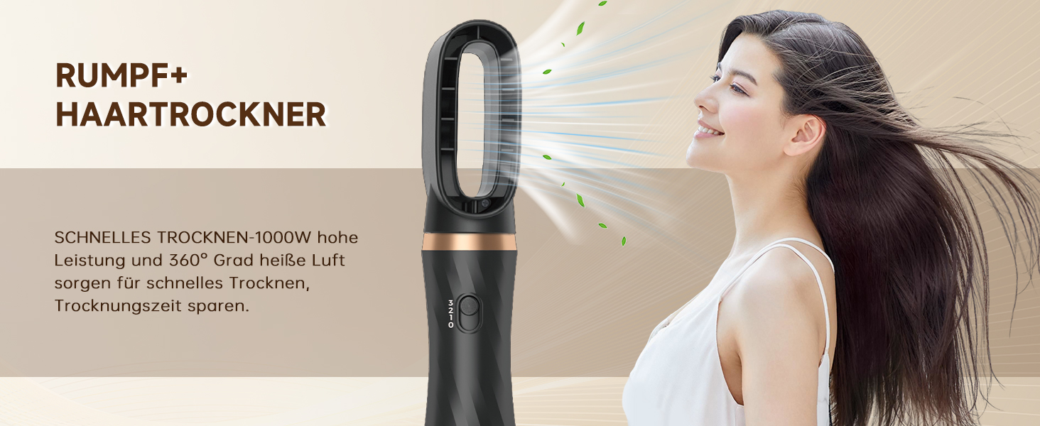 Фен-щітка 6 в 1 для волосся, Airstyler: сушка, укладка, завивка, випрямлення (Чорний)
