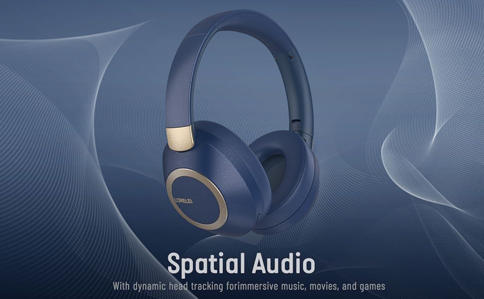 Бездротові навушники LORELEI B-C6 Over-Ear з Bluetooth, 50 годин роботи, складні, легкі, з мікрофоном, для подорожей (Бежево-білий, Navy)