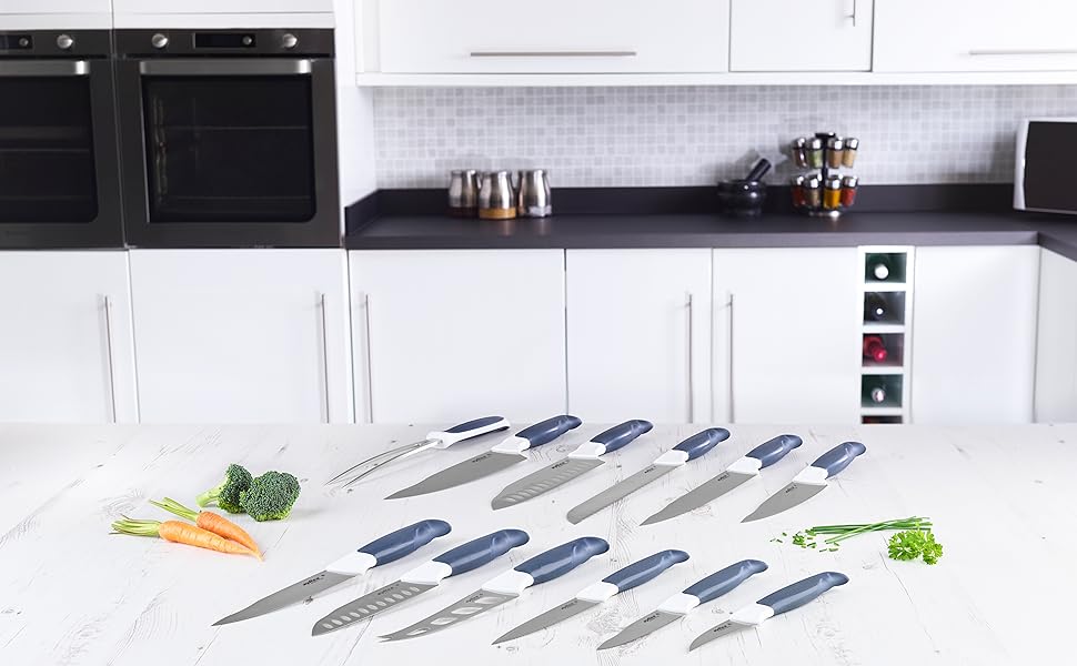 Zyliss Comfort Kitchen Knife Set - 6 Piece Stainless Steel Knife Block Set with Shears - Dishwasher Safe - 5 Year Warranty