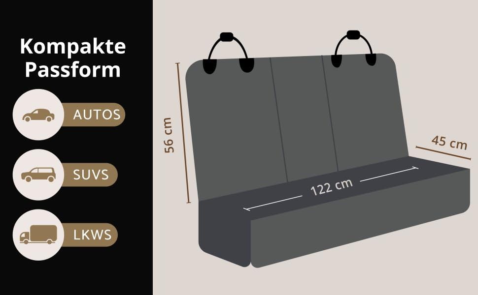 Захисний чохол на сидіння автомобіля для собак AMZPET (122 см) – водовідштовхувальний, неслизький, стійкий до подряпин, міцний, 56 x 45 x 122 см, для маленьких авто (купе, хетчбек)