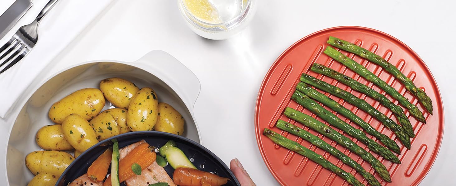 Набір посуду для мікрохвильової печі Joseph Joseph M-Cuisine, 4 предмети, стійкий до нагрівання, оранжевий, штабельований