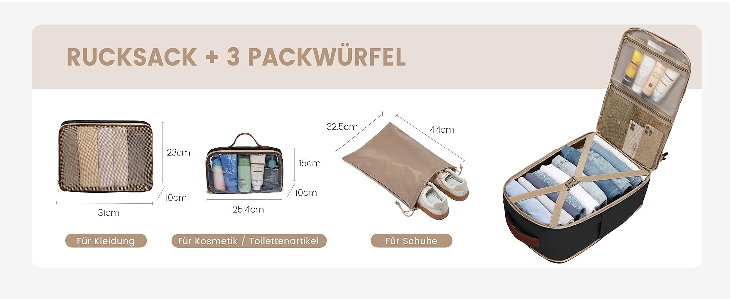 LOVEVOOK Рюкзак ручної поклажі, 40L, для подорожей та бізнесу, чорний