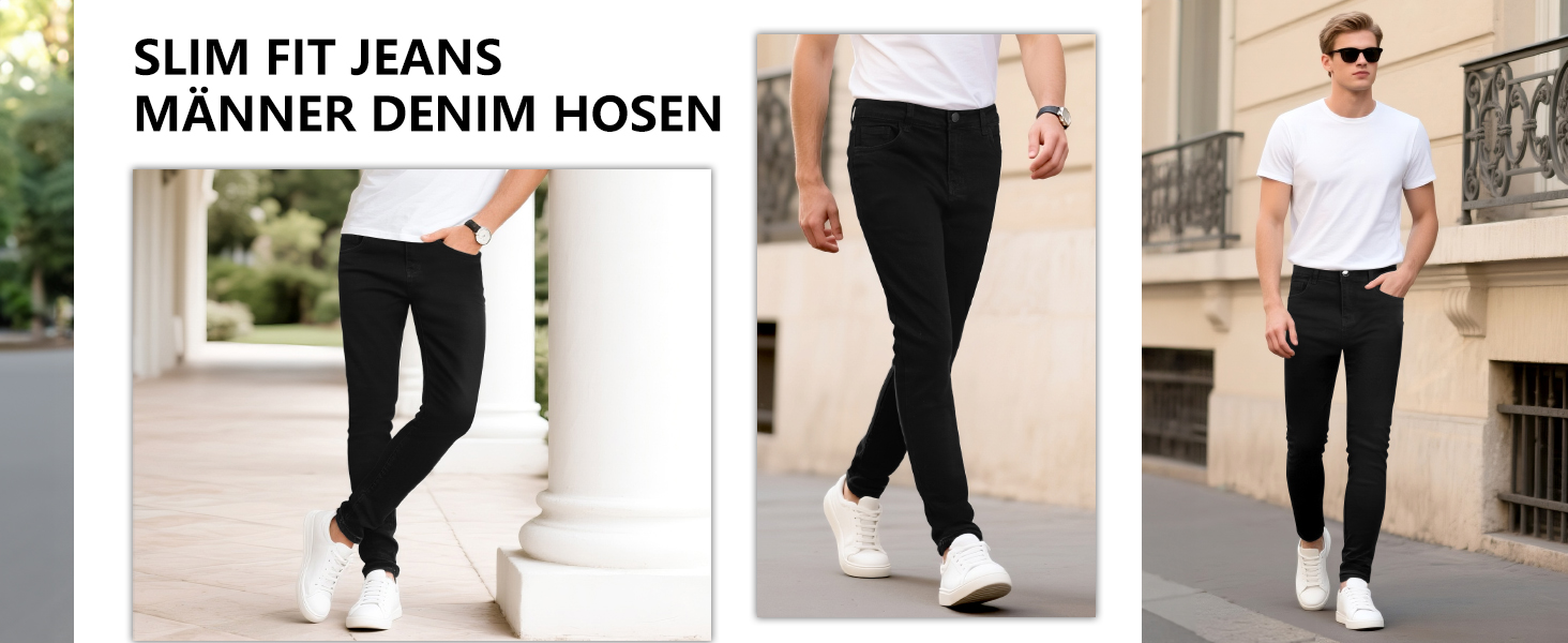 Чоловічі джинси GINGTTO Slim Stretch Skinny чорні 34W/32L