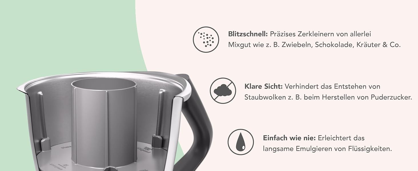 Miximizer® Насадка для подрібнення для Thermomix TM7, TM6, TM5 • Ефективне подрібнення, змішування та нарізка продуктів • Вироблено в Німеччині