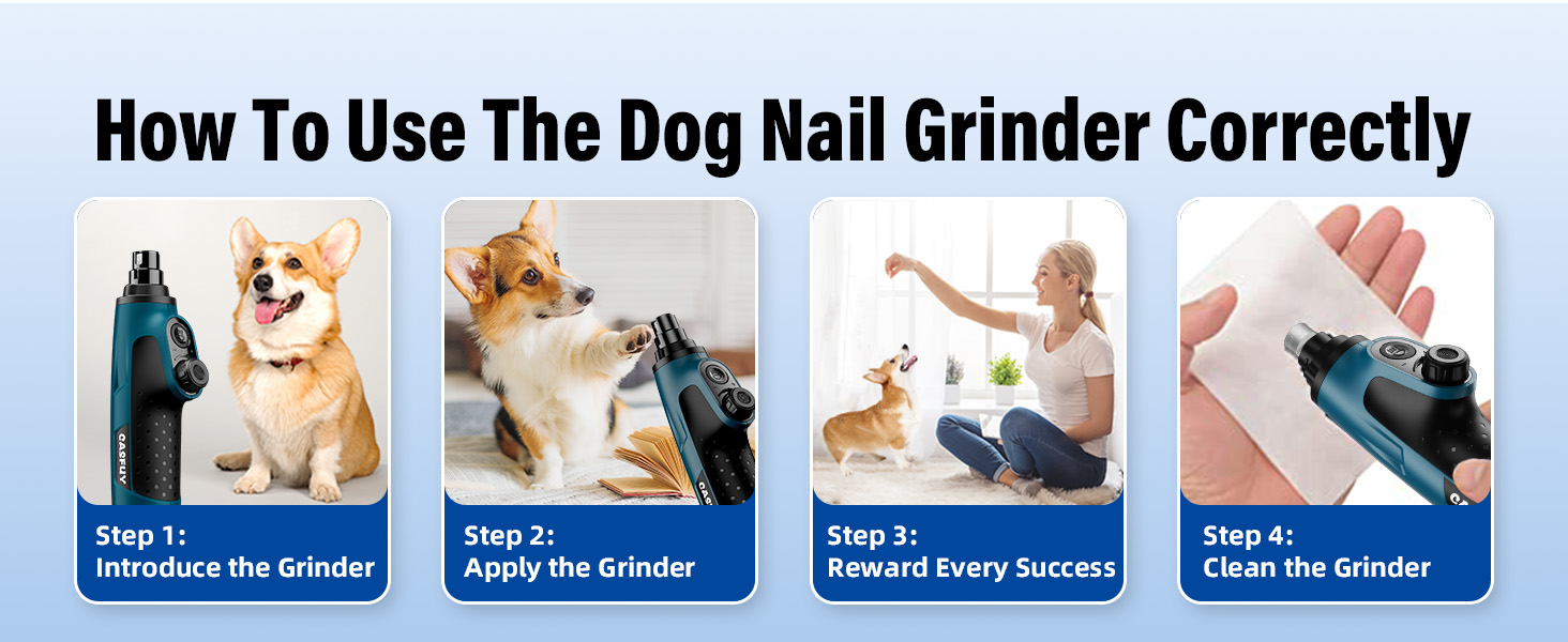 Шліфувальник кігтів для собак Casfuy Smarter Krallenschleifer – 6 режимів, LED-підсвітка, тихий, акумуляторний, для собак та котів