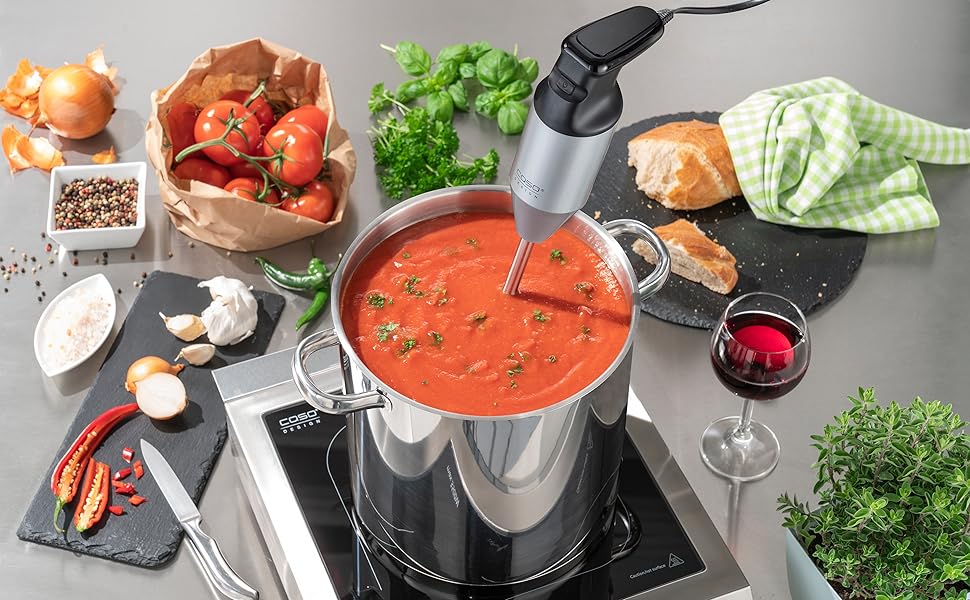 Блендер CASO HB 2400 Pro XL-Design з аксесуарами, 29 см, нержавіюча сталь, 24 000 об/хв, переможець тесту Haus & Garten, для змішування, збивання та подрібнення