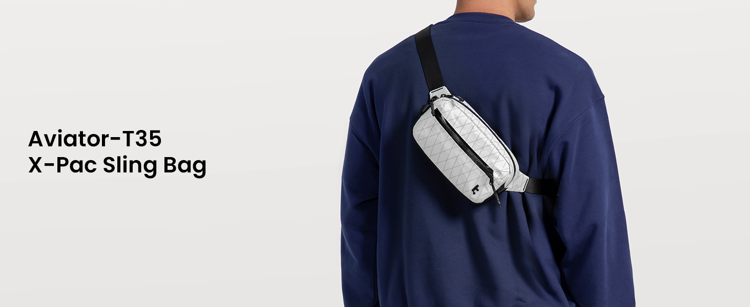 tomtoc X-Pac нагрудна сумка для чоловіків та жінок, 1,5 л, білий колір. RFID захист, для подорожей, повсякденного використання.