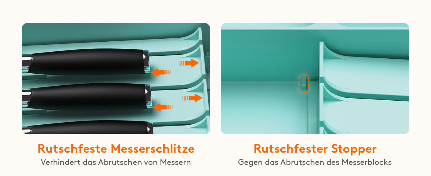 Органайзер для столових приборів Lifewit в шухляду, розширюваний, з відділенням для ножів (40 см, бірюзовий)